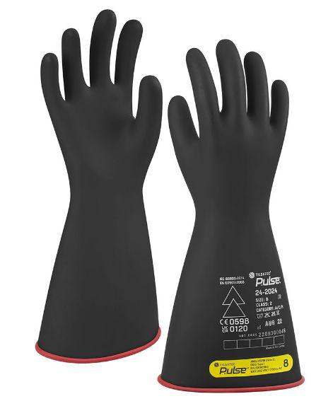 Tilsatec 24-2024 Black, Red Natural Rubber Latex Work Gloves, Size 9, Latex, Natural Rubber Coating