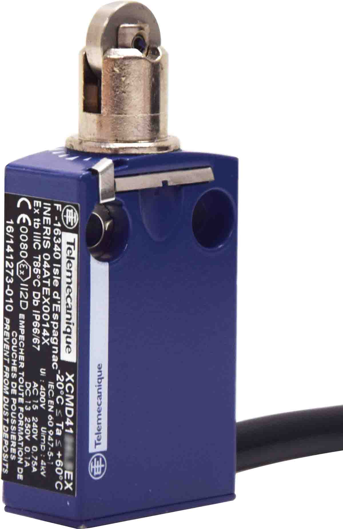 Telemecanique Sensors XCMD Series Roller Plunger Limit Switch, 2NO/2NC, IP66, IP67, Zinc Alloy Housing, 6A Max
