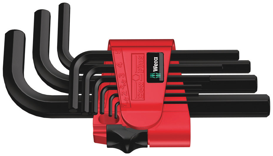 Wera 9 piece L Shape Metric Hex Key Set, 1 x 1.5x45 mm, 1 x 2.0x50 mm, 1 x 2.5x56 mm, 1 x 3.0x63 mm, 1 x 4.0x70 mm, 1 x