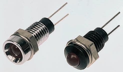 Bulgin Red Panel Mount Indicator, 2V, 6.1mm Mounting Hole Size, Lead Pin Termination, IP67