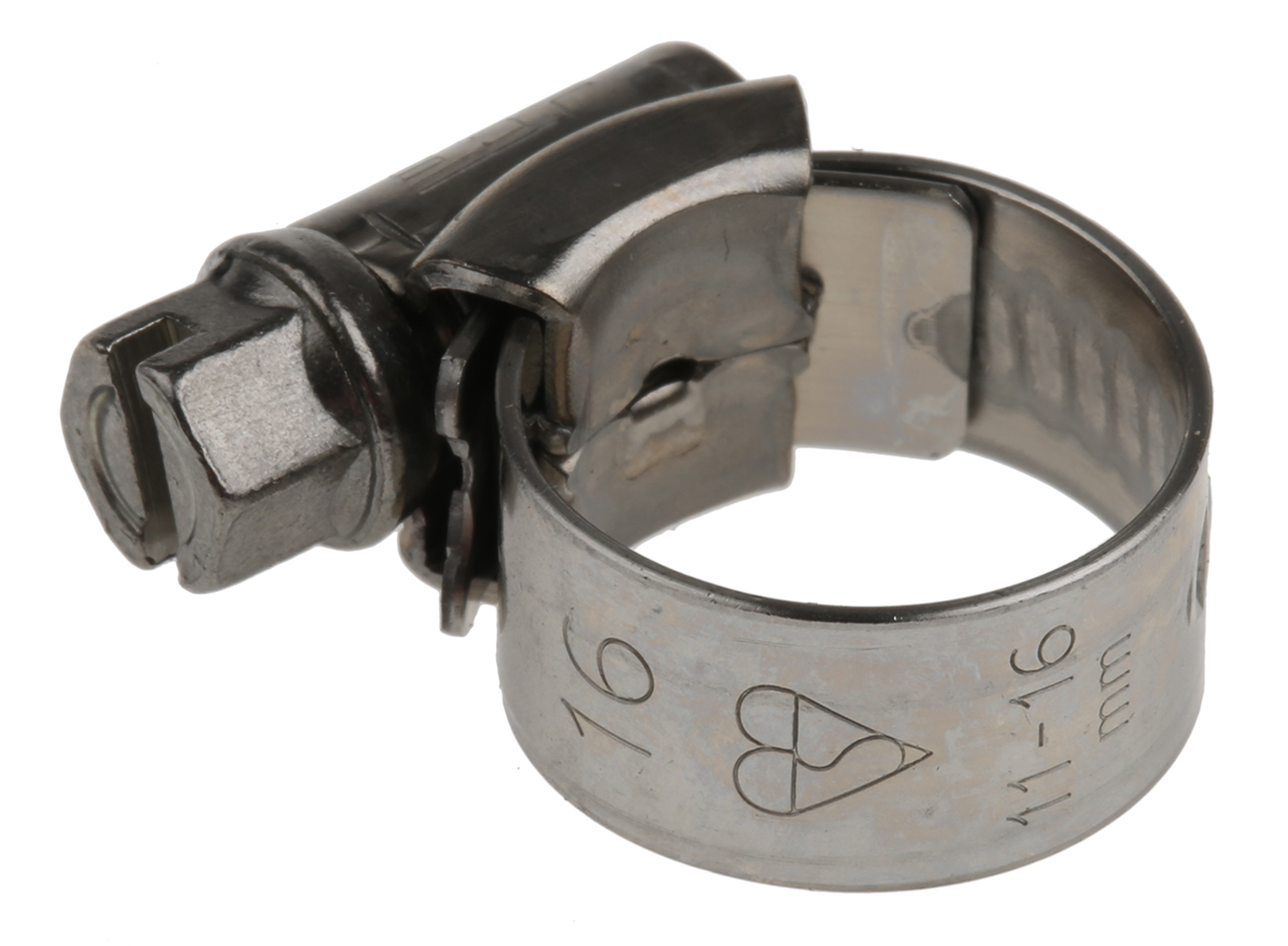 HI-GRIP Stainless Steel Slotted Hex Worm Drive, 9mm Band Width, 11 → 16mm ID