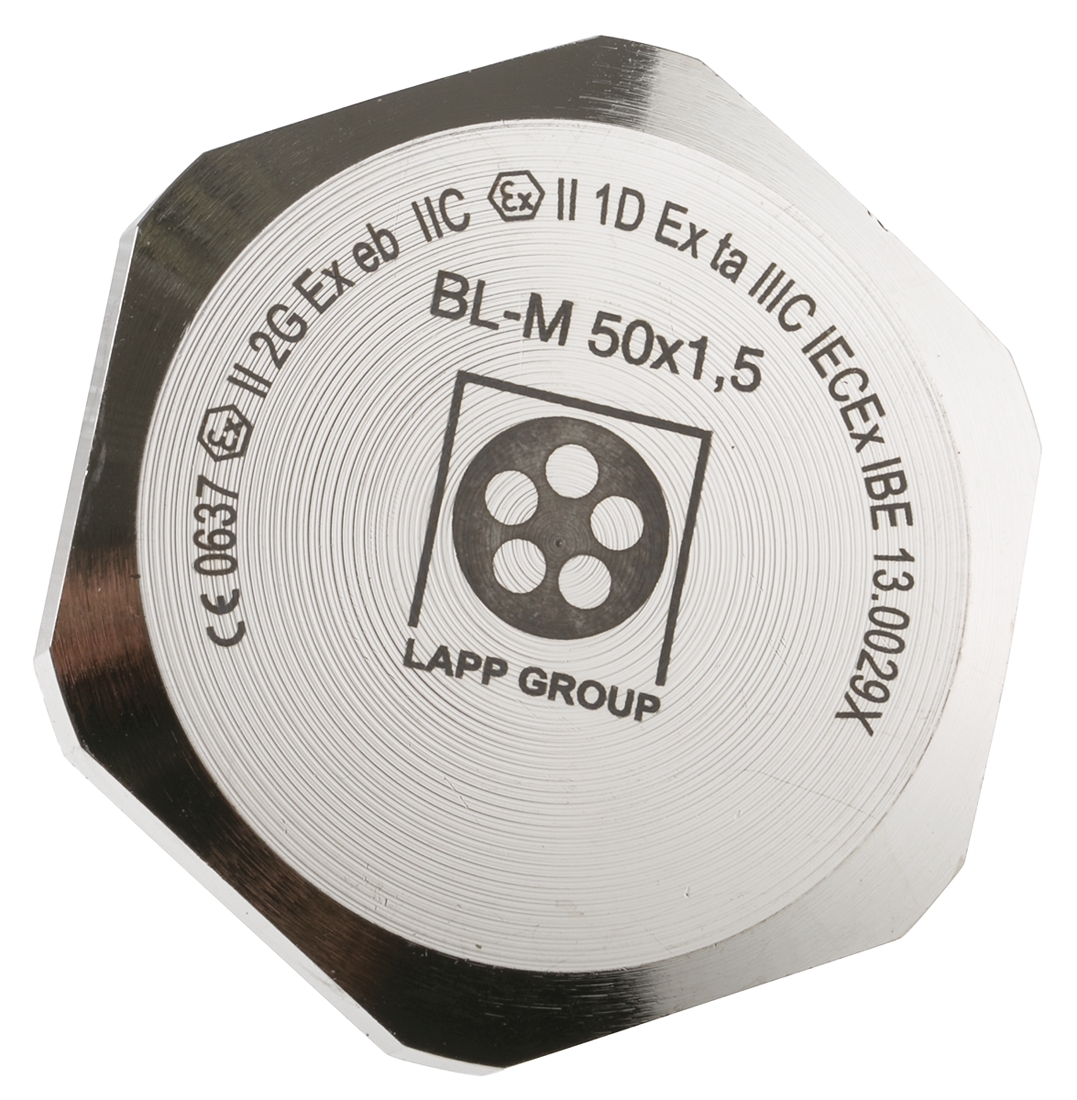 Lapp Blanking Plug, M50, Nickel Plated Brass, 59mm Diameter, Threaded