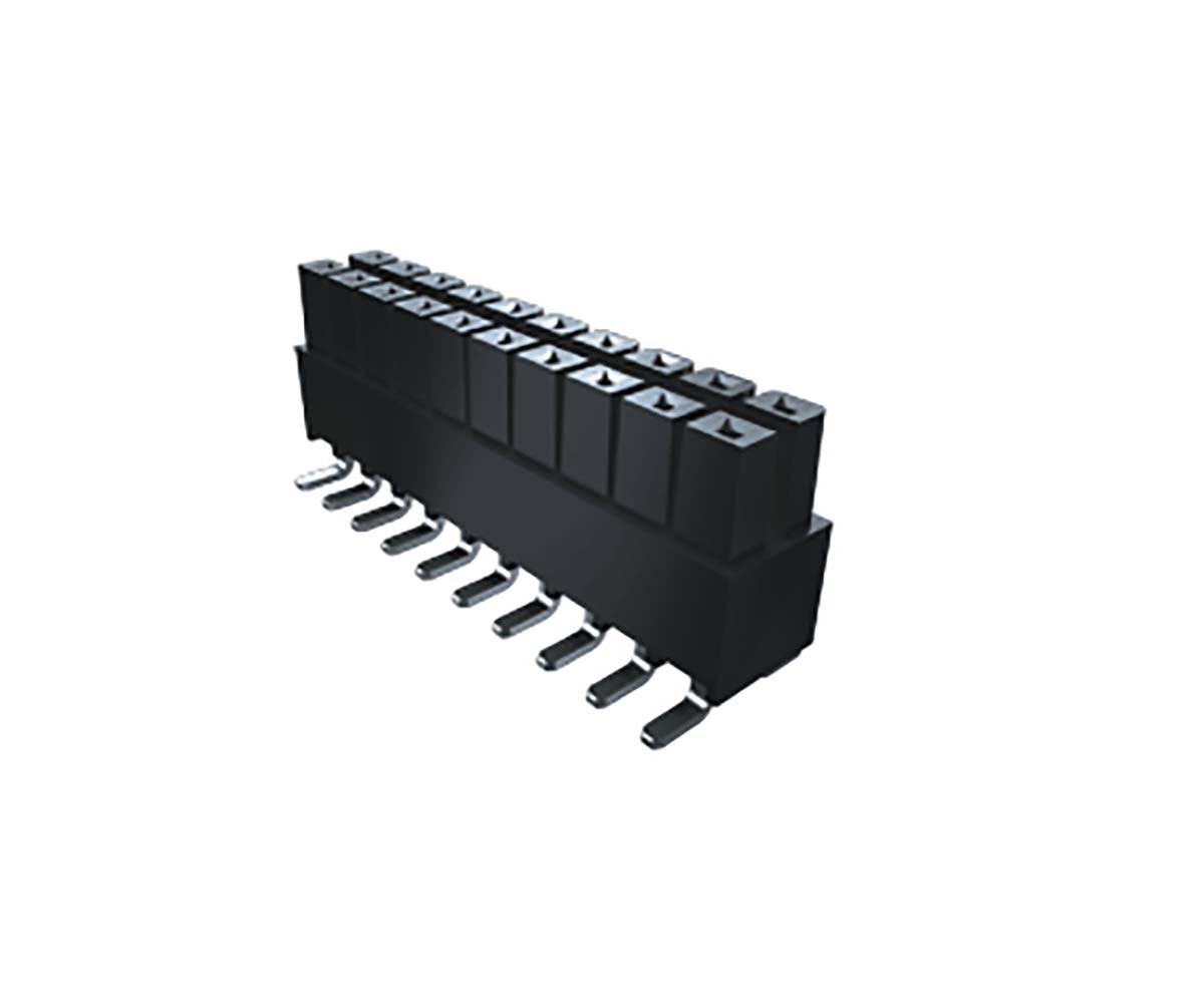 Samtec IPS1 Series Right Angle Through Hole Mount PCB Socket, 40-Contact, 2-Row, 2.54mm Pitch, Solder Termination