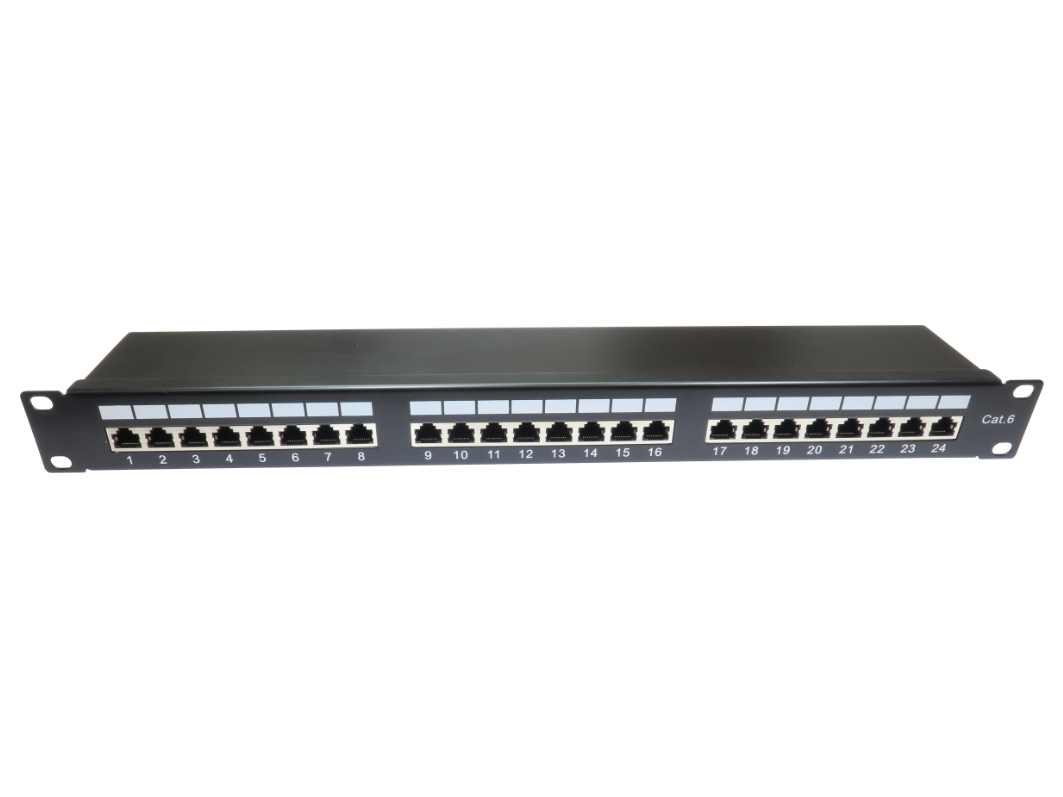RS PRO Cat6 24 Port RJ Patch Panel STP 1U Black