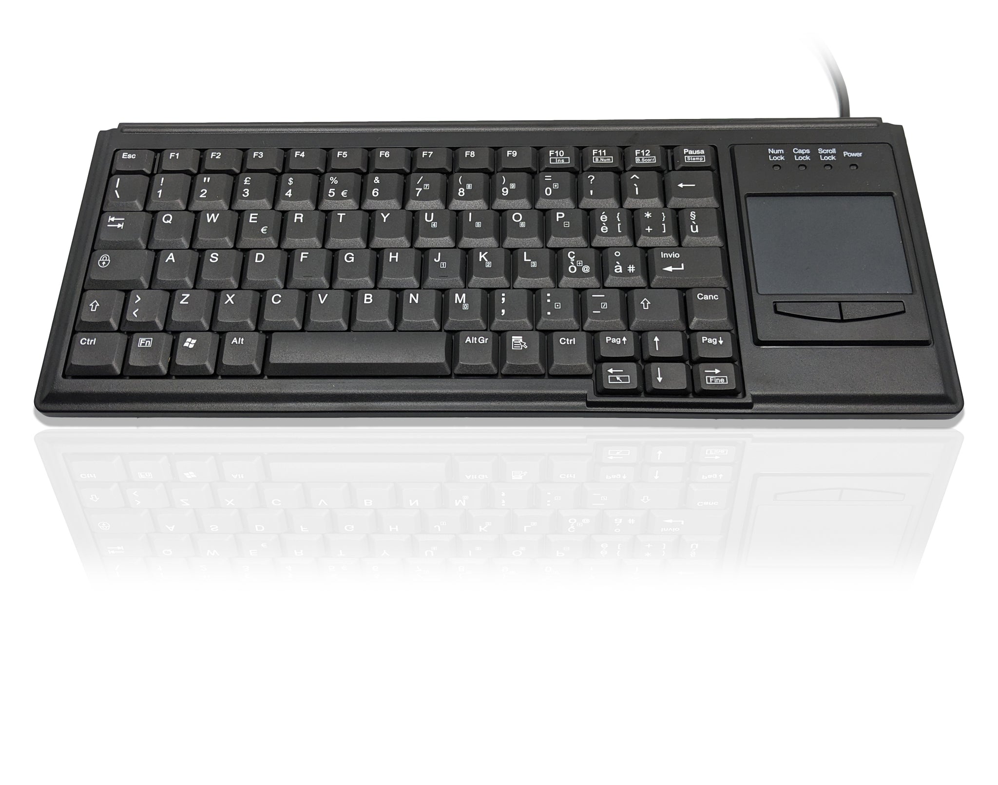 Ceratech KYB500-K82B-IT Wired USB Touchpad Keyboard, QWERTY (Italy), Black