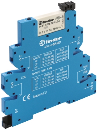 Finder 39 Series Interface Relay, DIN Rail Mount, 24V ac/dc Coil, SPST