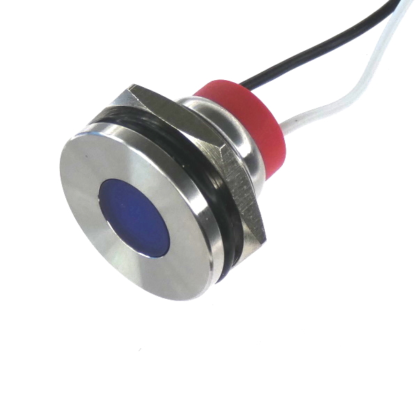 CML Innovative Technologies PL19SL Series Blue Panel LED, 110V, 19mm Mounting Hole Size, Lead Wires Termination, IP67