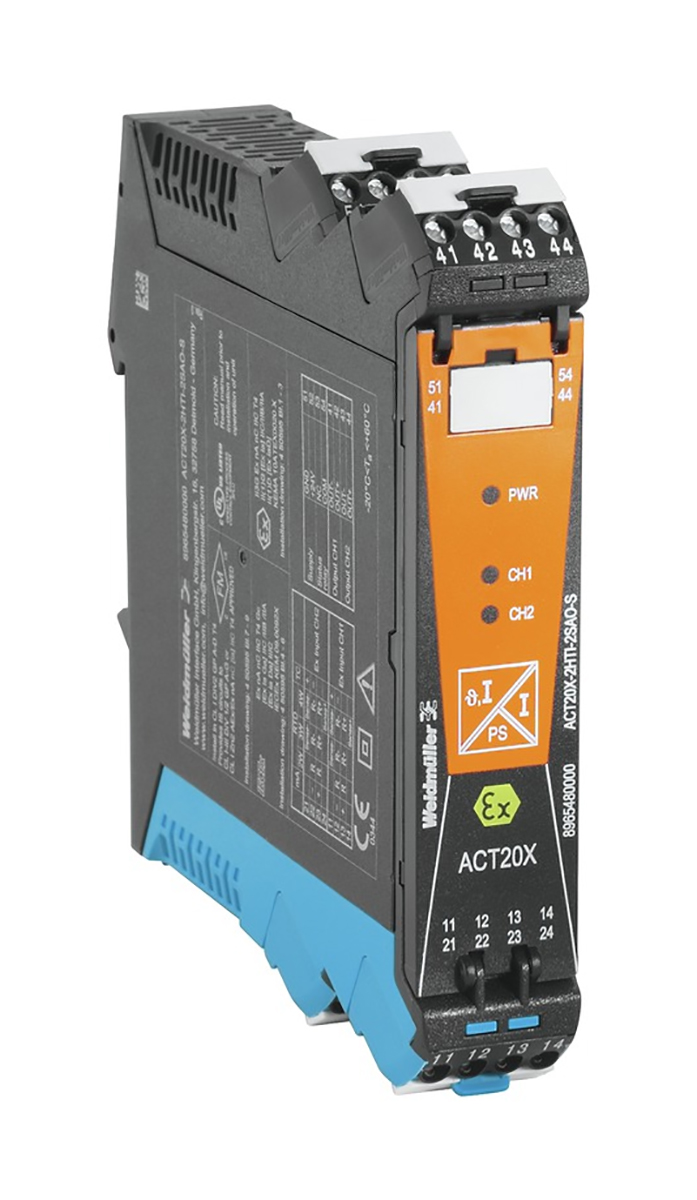 Weidmuller ACT20X Series Signal Conditioner, Current Input, Current Output, 19.2 → 31.2V Supply, IECEx