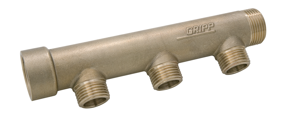 Watts Brass Pipe Fitting, Straight Compression Manifold, Male 3/4in to Male 1/2in