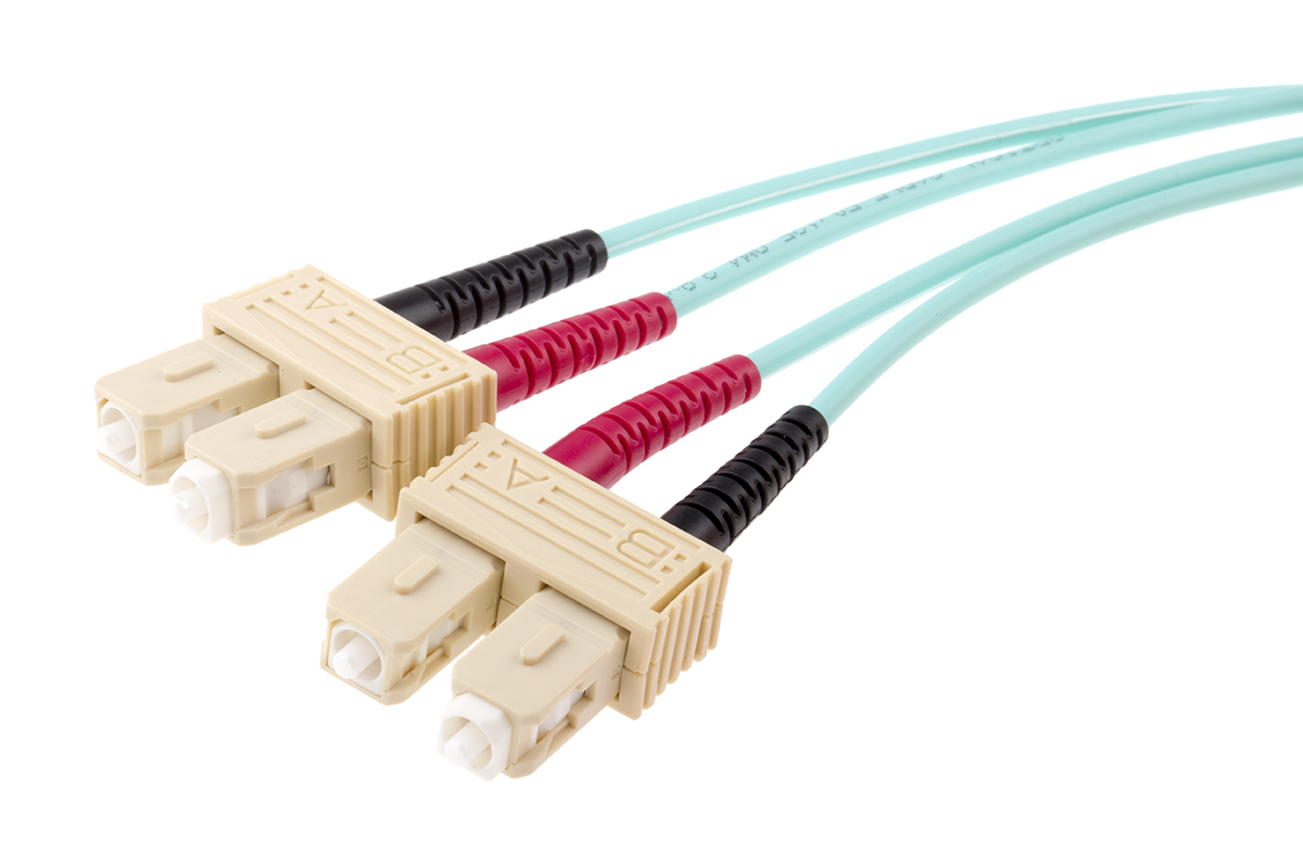 RS PRO SC to SC Duplex Multi Mode OM4 Fibre Optic Cable, 900μm, Blue, 3m