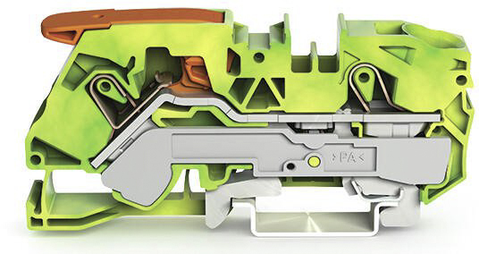 Wago TOPJOB S, 2116 Series Green/Yellow Earth Terminal Block, 16mm², Single-Level, Push-In Cage Clamp Termination,