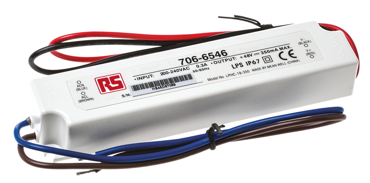MEAN WELL LED Driver, 6 → 48V Output, 16.8W Output, 350mA Output, Constant Current