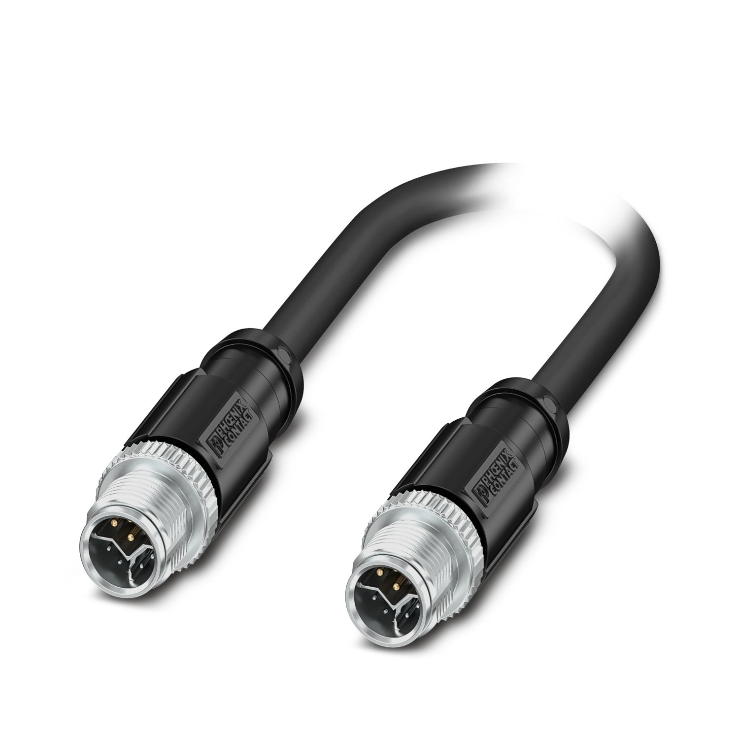 Phoenix Contact, 5m Cat5, Black M12 to Male M12 Male, Tinned Copper Braid Shielded, Terminated
