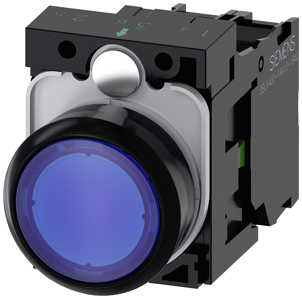 Siemens SIRIUS ACT 3SU11 Series Illuminated Push Button Complete Unit, 22mm Cutout, SPST, IP66, IP67, IP69(IP69K)