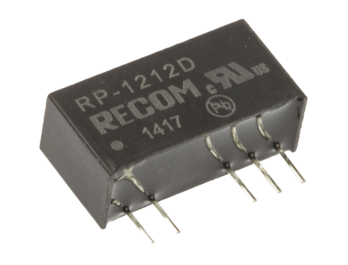 Recom RP DC-DC Converter, ±12V dc/ ±42mA Output, 10.8 → 13.2 V dc Input, 1W, Through Hole, +85°C Max Temp -40°C