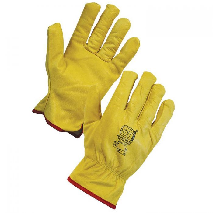 Supertouch Yellow Fleece (Lining) Work Gloves, Size 12, Leather Coating