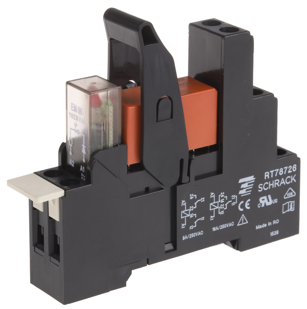 TE Connectivity RT Series Interface Relay, DIN Rail Mount, 230V ac Coil, SPDT, 1-Pole