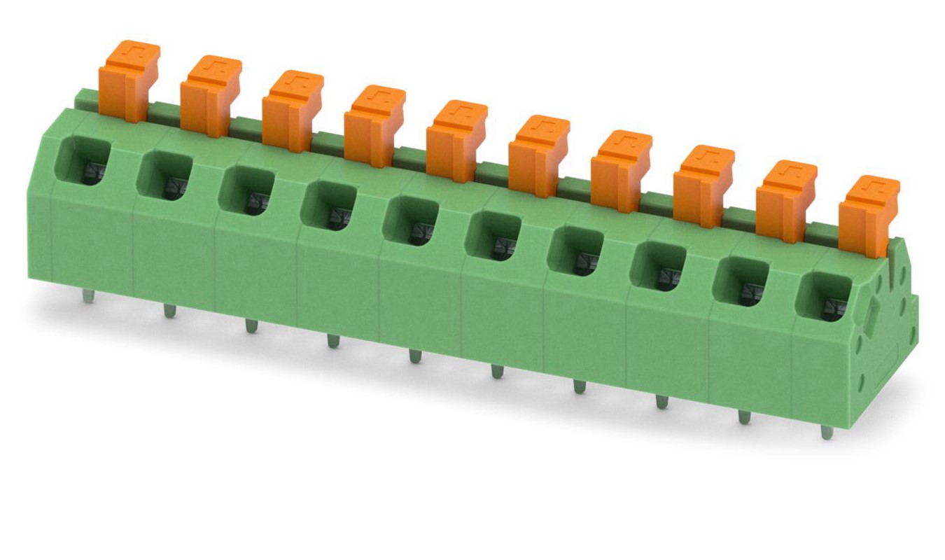 Phoenix Contact SPTAF 1/10-5.0-LL Series PCB Terminal Block, 10-Contact, 5mm Pitch, Through Hole Mount, 1-Row, Screw