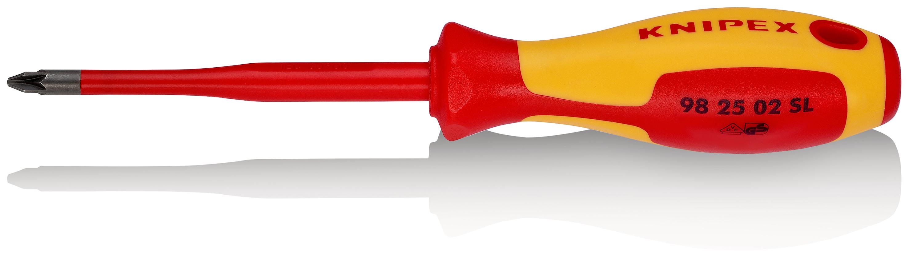 Knipex Pozidriv Insulated Screwdriver, PZ2 Tip, 100 mm Blade, VDE/1000V, 212 mm Overall