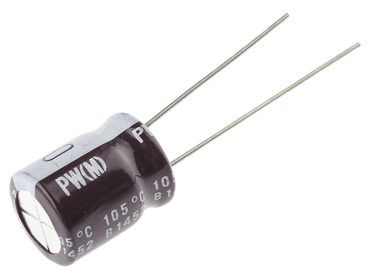 Nichicon 100μF Aluminium Electrolytic Capacitor 63V dc, Radial, Through Hole - UPW1J101MPD