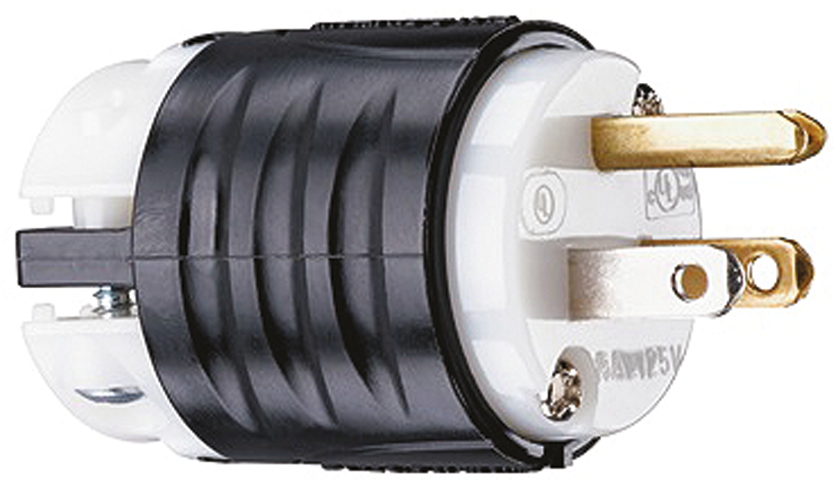 PASS & SEYMOUR USA Mains Plug, 15A Black, Grey, Cable Mount Nylon Screw, 125 V