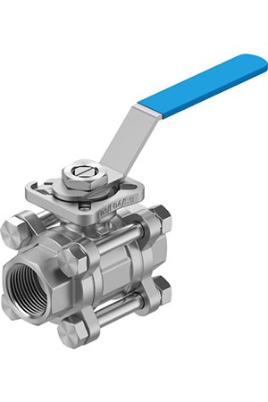 Festo Stainless Steel Ball Valve, Ball Valve, Threaded, NPT 3/4 NPTin, 20mm, 63bar Operating Pressure