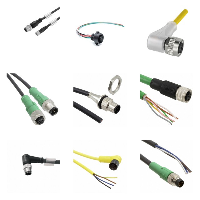 Amphenol Industrial Female 12 way Female Connector to Male 12 way M Pin Sensor Actuator Cable