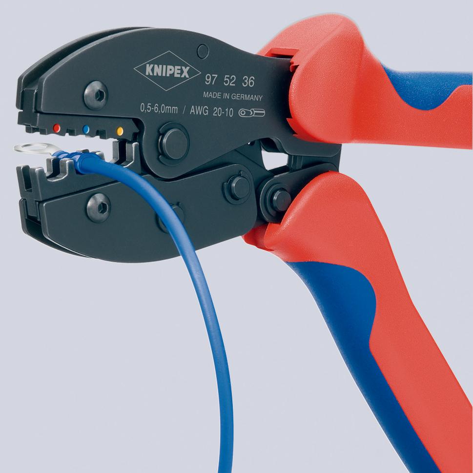 Knipex PreciForce® Hand Ratcheting Crimp Tool for Insulated Terminals, 0.5 → 6mm² Wire