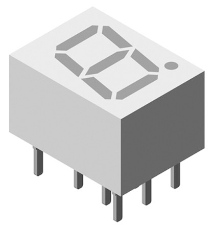 TDSR0760 Vishay 7-Segment LED Display, CC Red 2.2 mcd RH DP 10mm