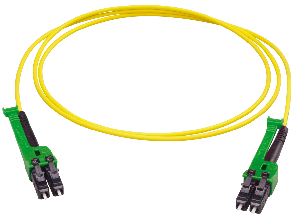 Huber+Suhner LC to LC Duplex Single Mode G657A2 Fibre Optic Cable, 2.1mm, Yellow, 1m