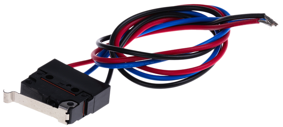 Omron Simulated Roller Lever Micro Switch, Pre-wired Terminal, 2 A @ 250 V ac, SPDT, IP67