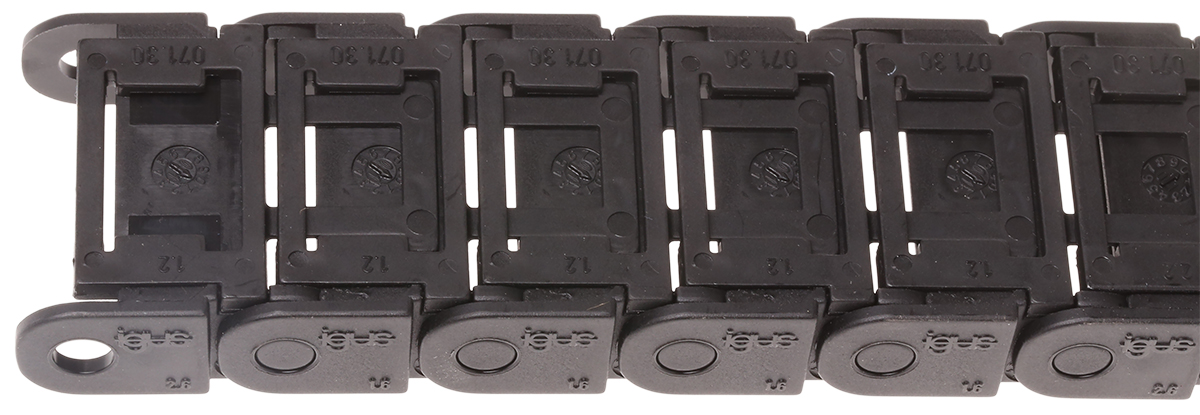 Igus 7, e-chain Black Cable Chain - Flexible Slot, W37 mm x D15mm, L1m, 38 mm Min. Bend Radius, Igumid G