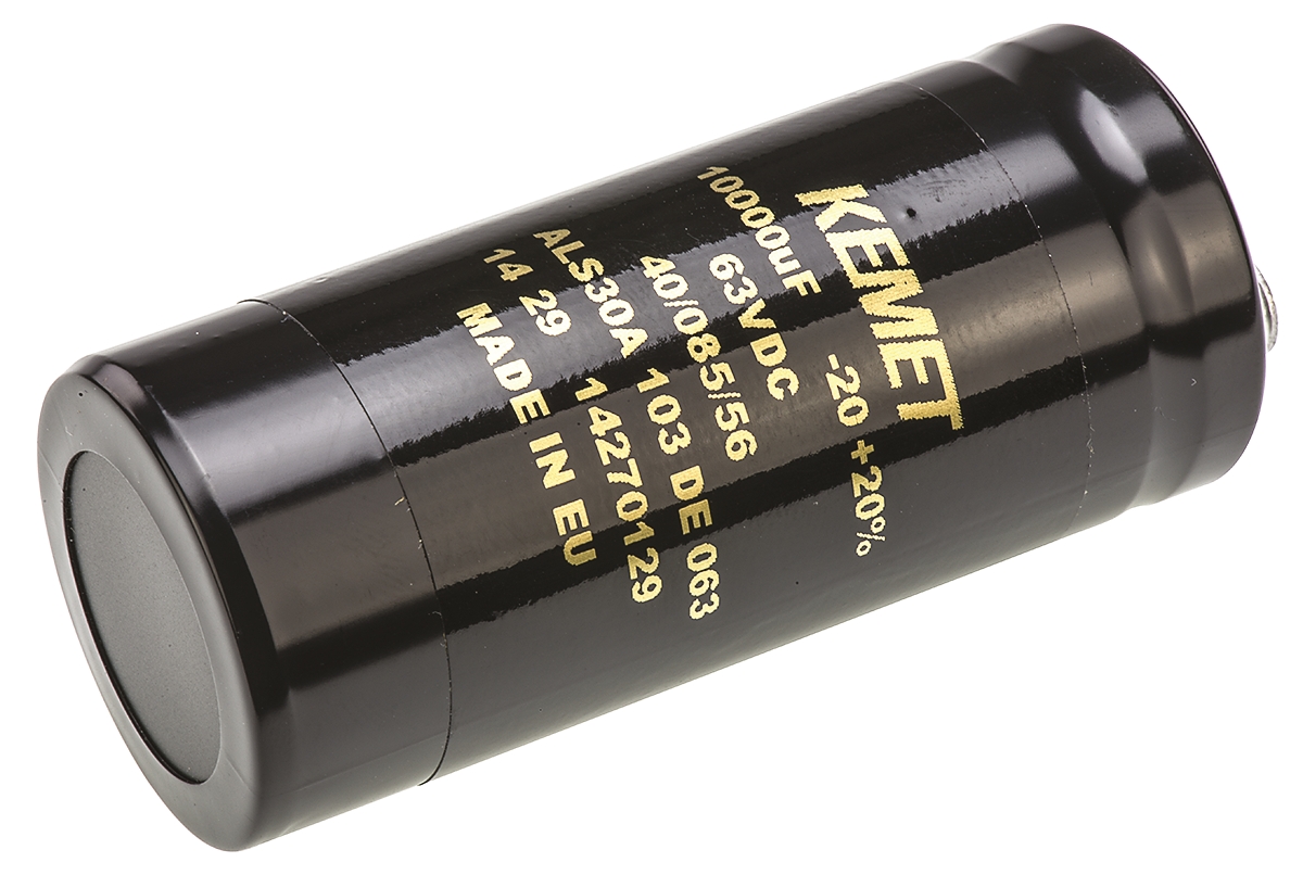 KEMET 10000μF Aluminium Electrolytic Capacitor 63V dc, Screw Terminal - ALS30A103DE063