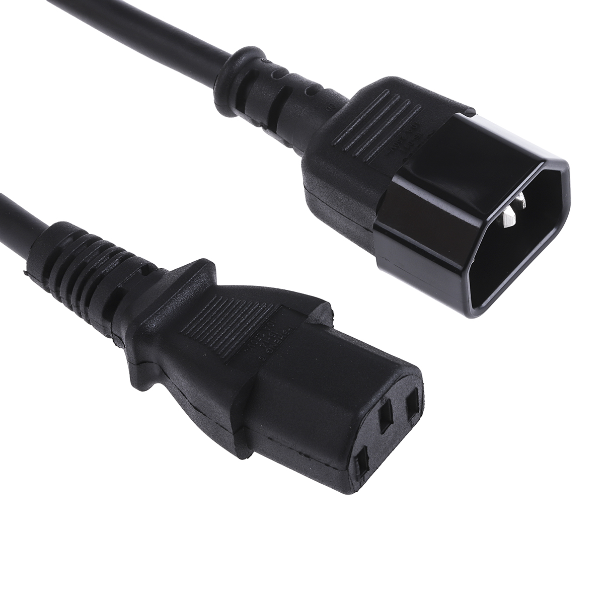 RS PRO Straight IEC C13 Socket to Straight IEC C14 Plug Power Cord, 1m