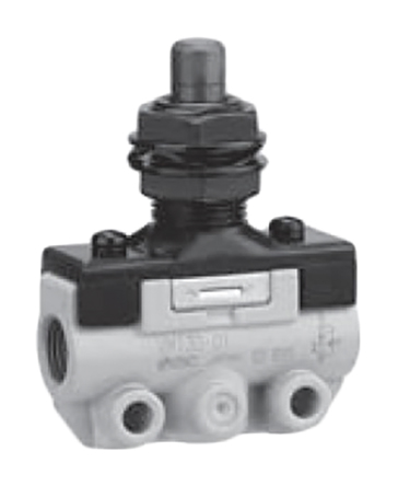 SMC Straight Plunger Pneumatic Relay Pneumatic Manual Control Valve VM100 Series, R 1/8, 1/8, III B