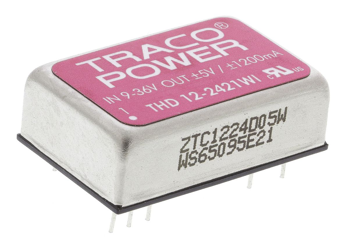 TRACOPOWER THD 12WI DC-DC Converter, ±5V dc/ ±1.2A Output, 9 → 36 V dc Input, 12W, Through Hole, +85°C Max Temp
