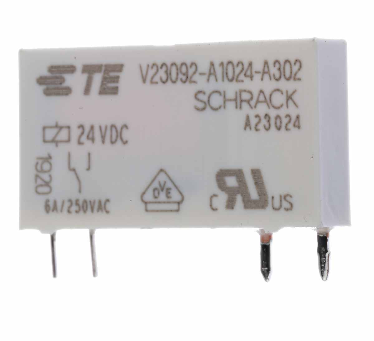 TE Connectivity PCB Mount Power Relay, 24V dc Coil, 6A Switching Current, SPST