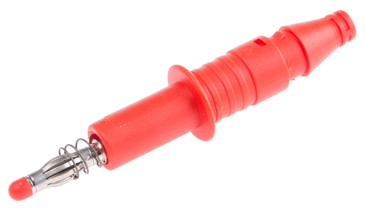Staubli Black, Red Male Banana Plug, 4 mm Connector, Screw Termination, 32A, 600V, Nickel Plating