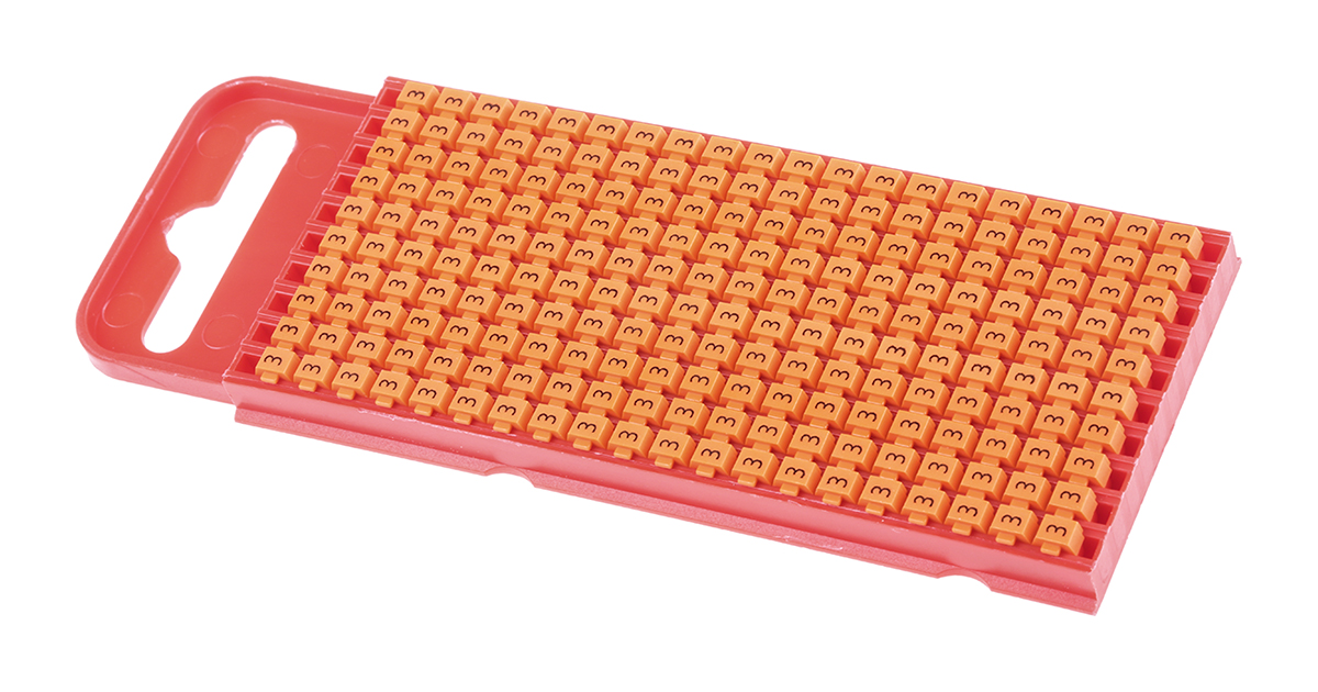 HellermannTyton WIC1 Snap On Cable Markers, Orange, Pre-printed "3", 2 → 2.8mm Cable, 561-01633 WIC1-3-PA66-OG