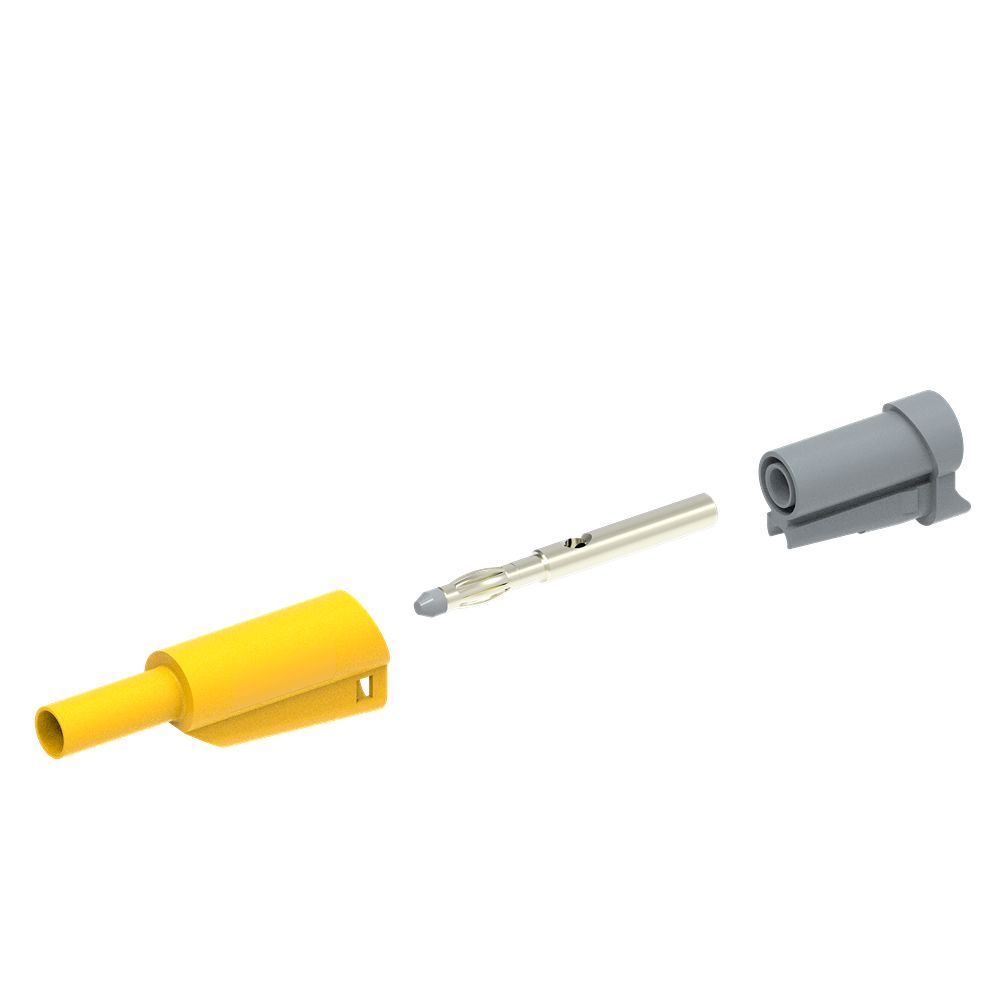 Electro PJP Yellow Male Banana Plug, 4 mm Connector, Solder Termination, 20A, 1kV, Nickel Plating