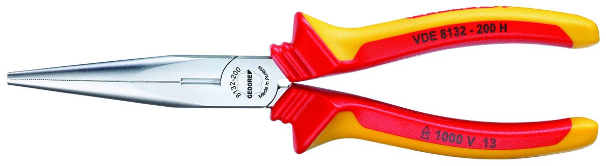 Gedore 1552120 Long Nose Pliers, 200 mm Overall, Straight Tip, 75,7mm Jaw