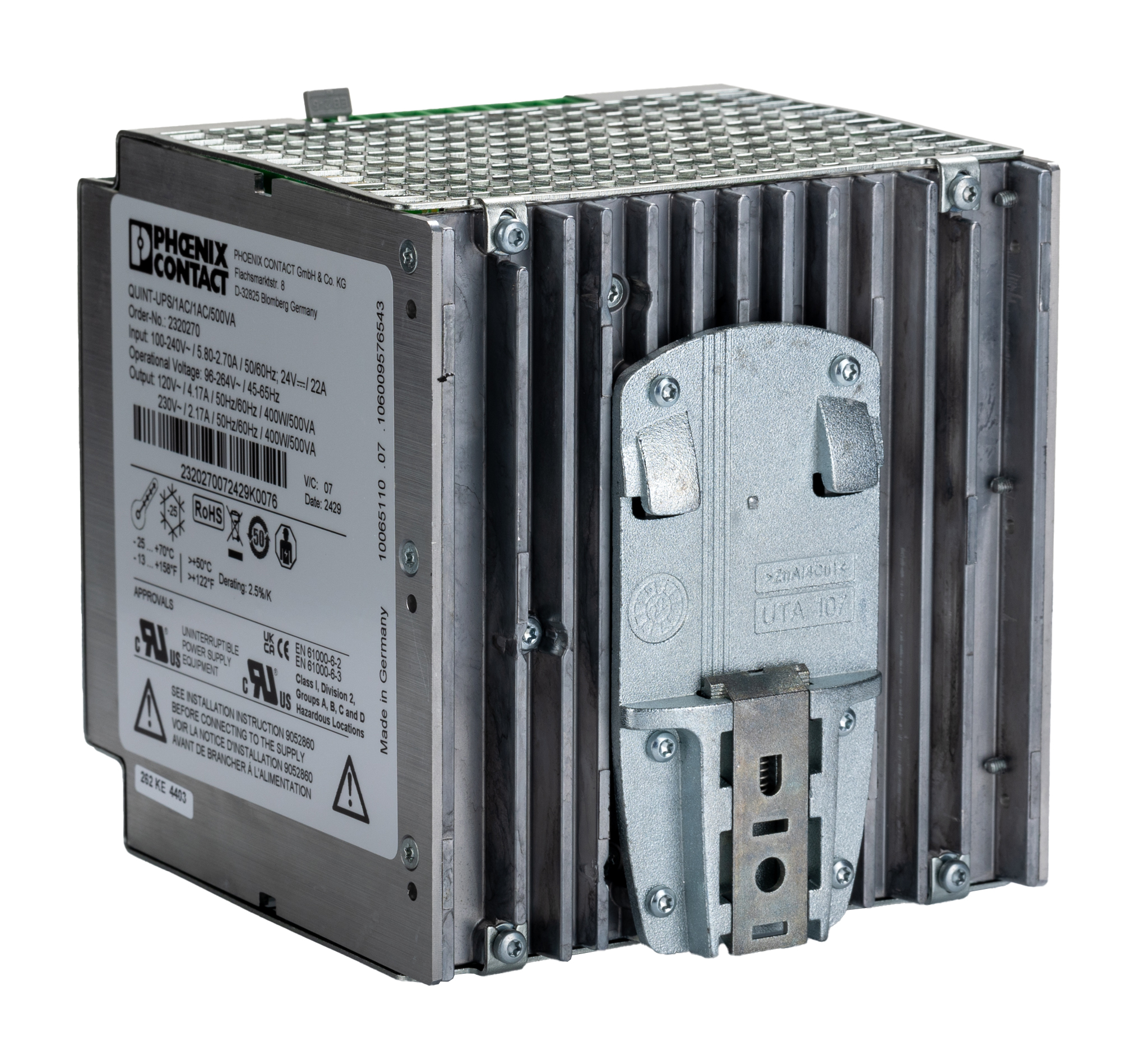 Phoenix Contact 240V Input DIN Rail Uninterruptible Power Supply, 500VA (400W), QUINT-UPS