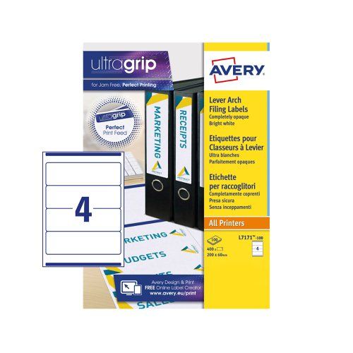 Avery White Adhesive High Visibility Label Sheet, Pack of 100Sheets