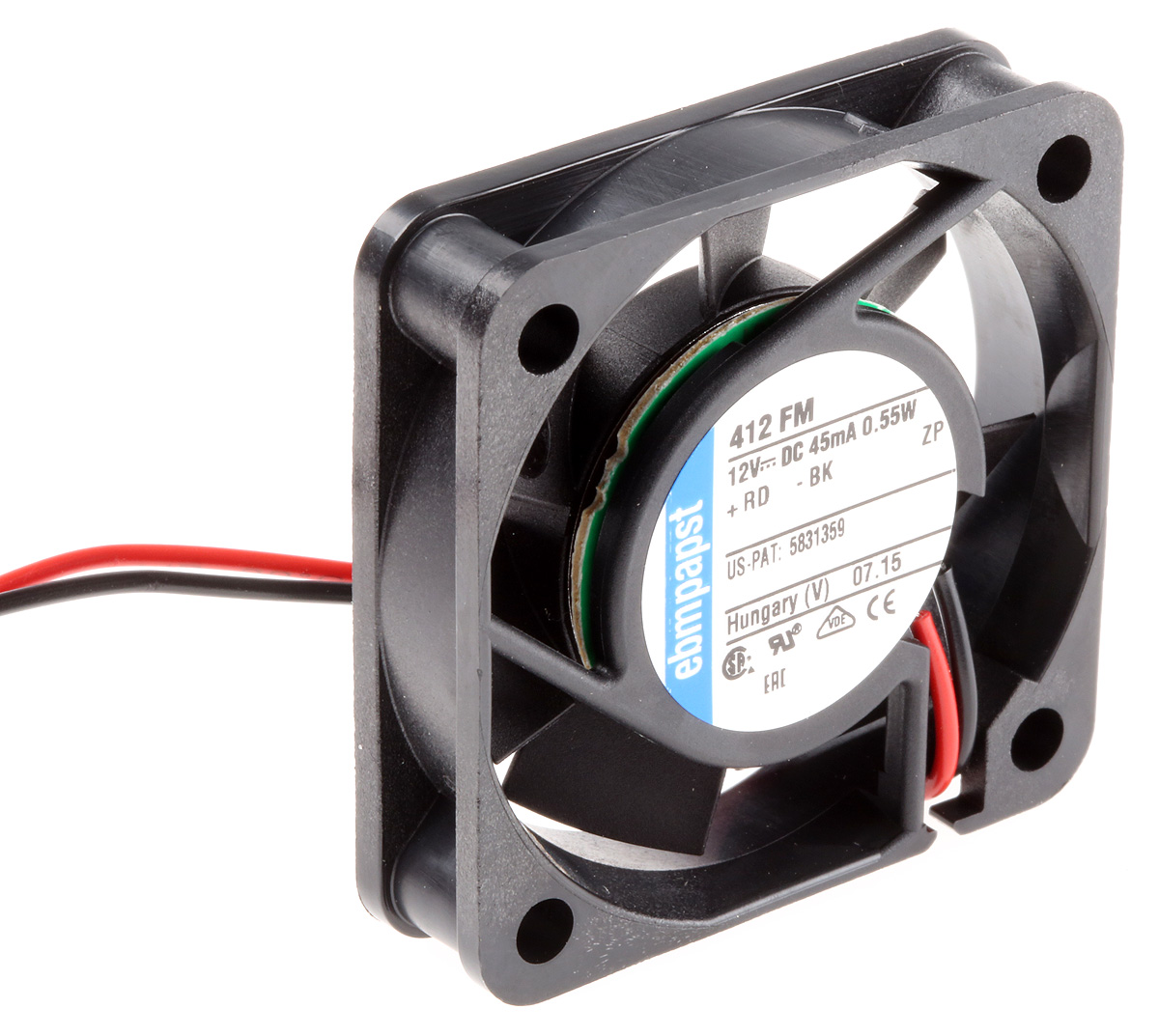 ebm-papst 400 F Series Axial Fan, 12 V dc, DC Operation, 6m³/h, 500mW, 42mA Max, 40 x 40 x 10mm
