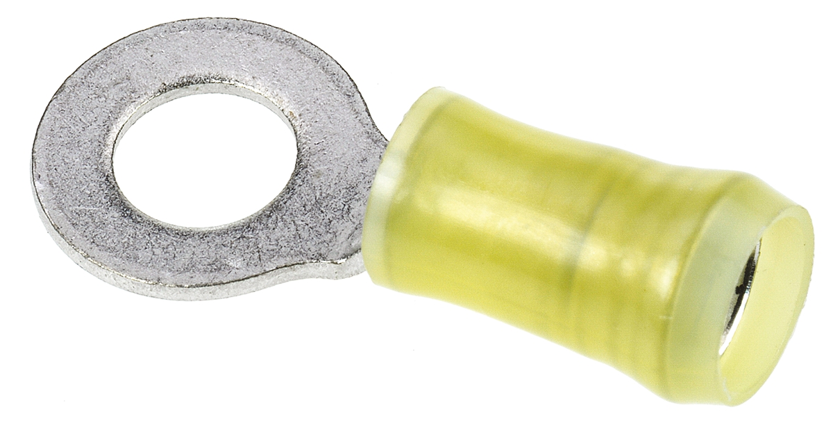 TE Connectivity, PIDG Insulated Ring Terminal, M6 Stud Size, 2.7mm² to 6.6mm² Wire Size, Yellow