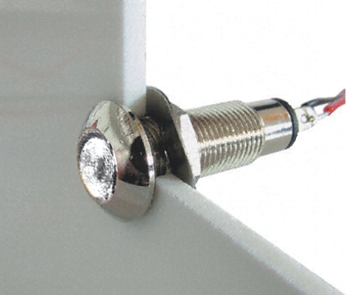 Marl White Panel Mount Indicator, 12 → 28V, 8.1mm Mounting Hole Size, Solder Tab Termination, IP67