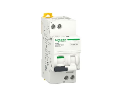 Schneider Electric RCBO, 20A Current Rating, 1P+N Poles, 30mA Trip Sensitivity, Type C, Acti9 Range