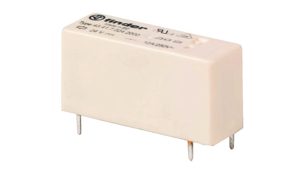 Finder PCB Mount Power Relay, 24V Coil, 10A Switching Current, SPDT