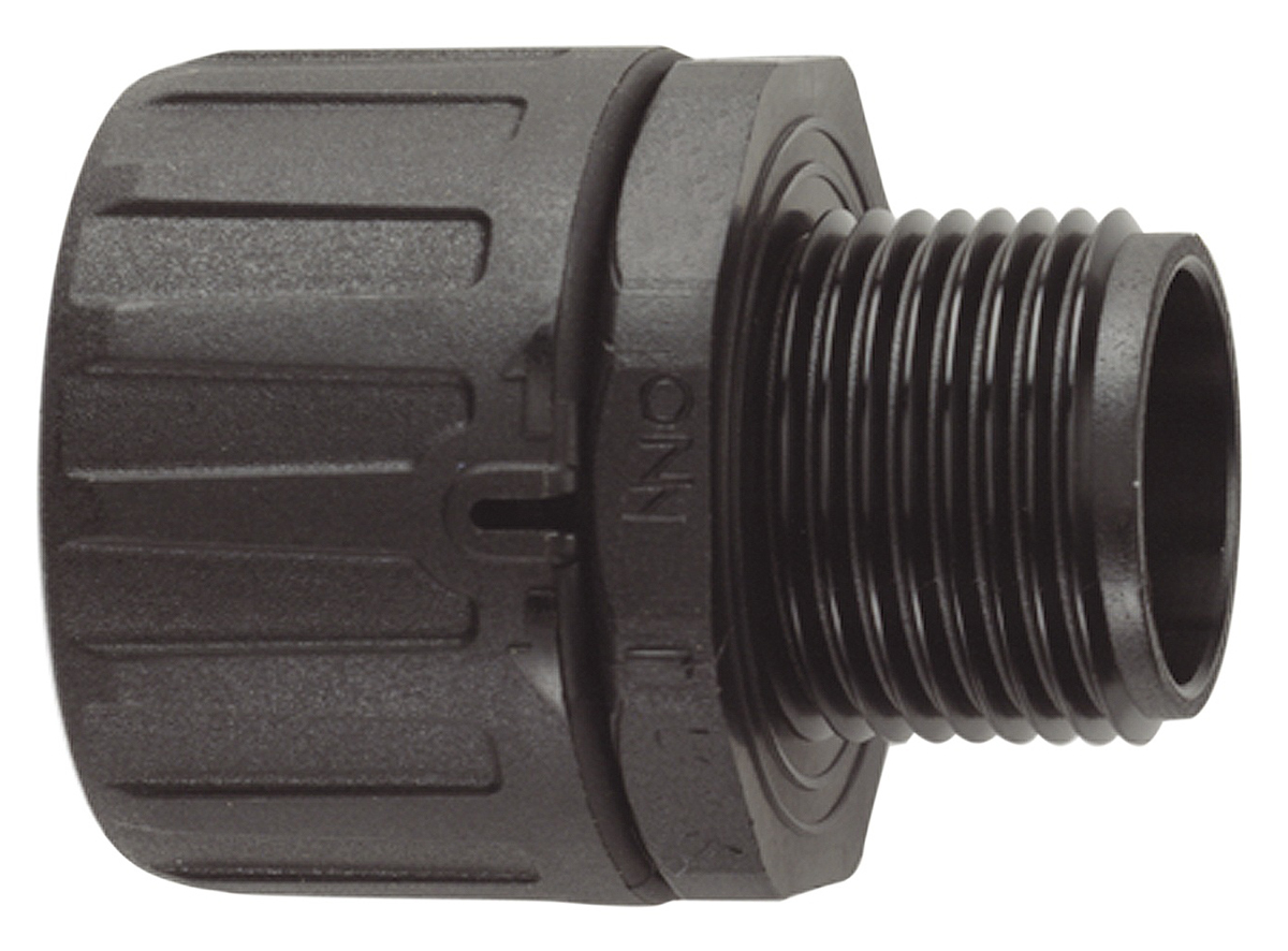 Flexicon Straight, Conduit Fitting, 25mm Nominal Size, M25, Nylon 66, Black IP66 rating
