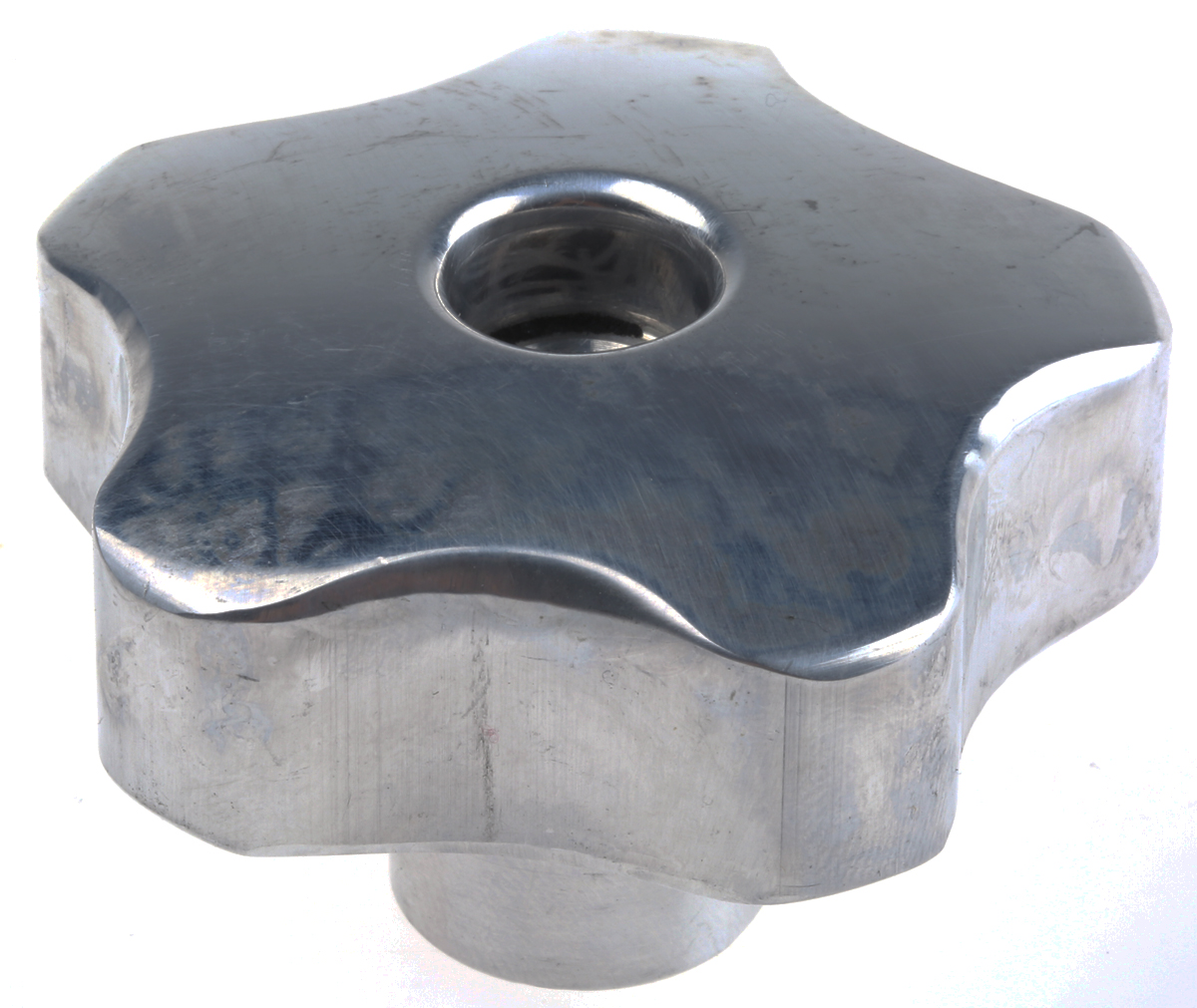 RS PRO Silver Multiple Lobes Clamping Knob, M10, Threaded Through Hole